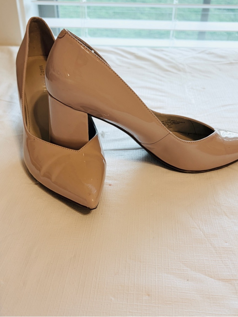 Marc Fisher Beige Patent Pointed-Toe Pumps - Picture 3 of 7